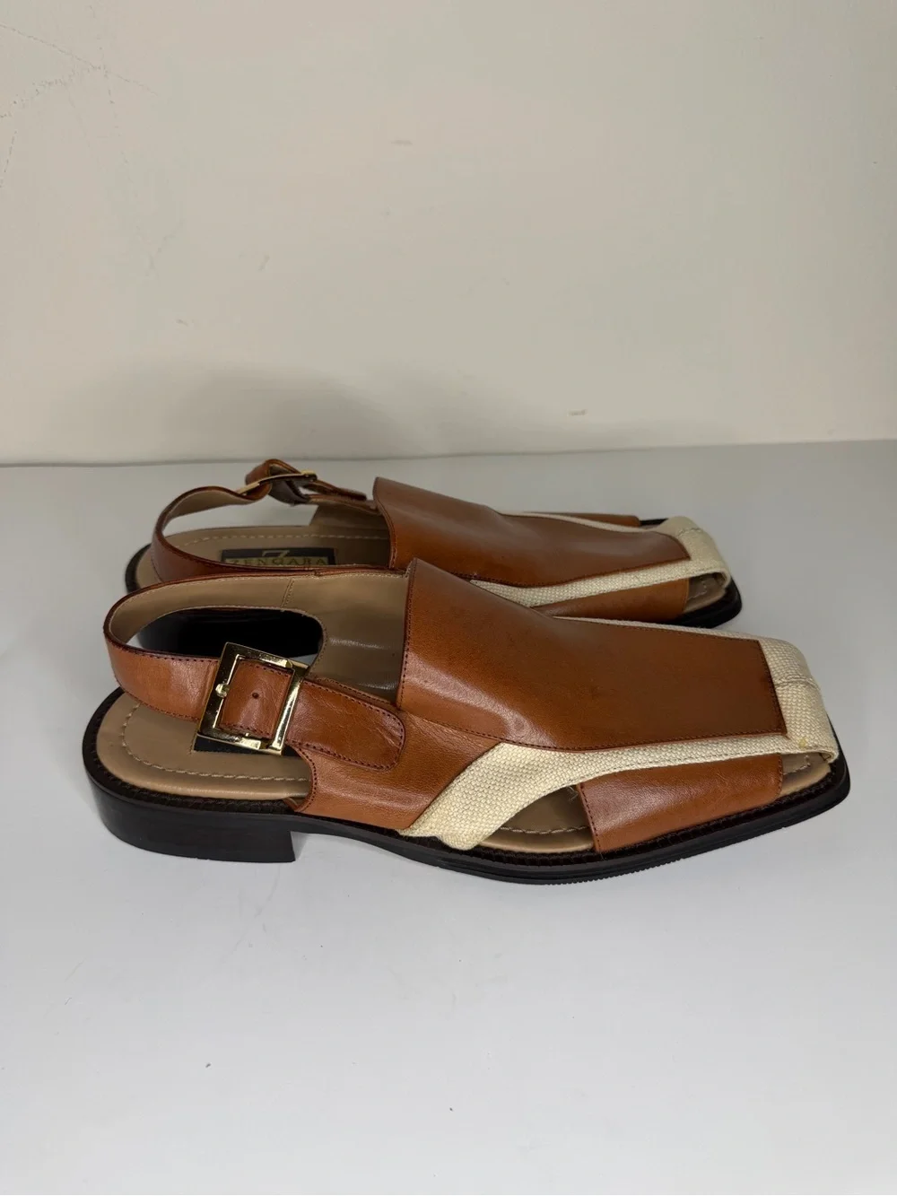 Zengara Sandals Vintage Fisherman Strappy Tan Brown Leather Shoes Mens Size 9M